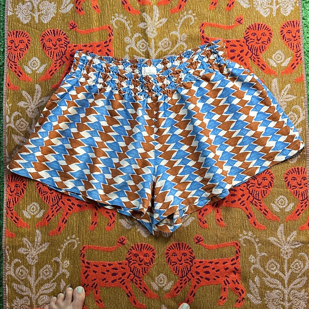 Anthropologie Somerset Shorts Linen Edition size 1X Brown Pattern